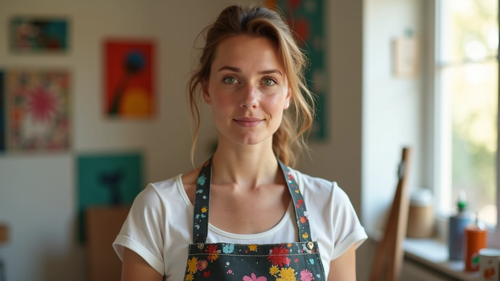 Artiste en train de peindre avec des couleurs vibrantes dans un atelier lumineux, concentré sur son travail