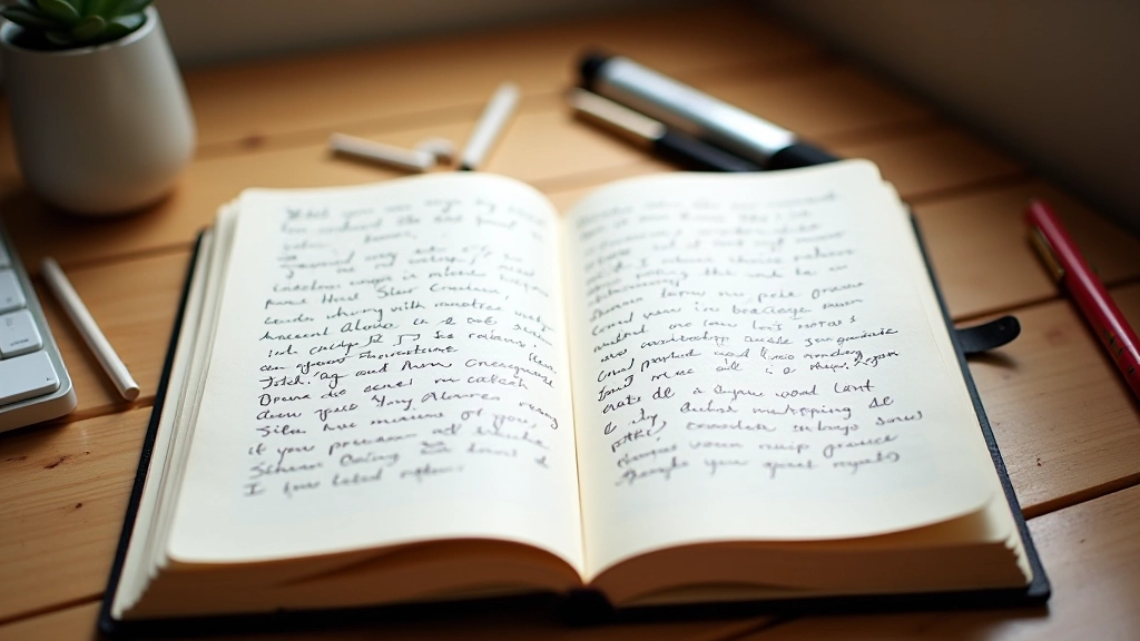 Journal ouvert avec écritures manuscrites, annotations, dessins spontanés mélangés au texte